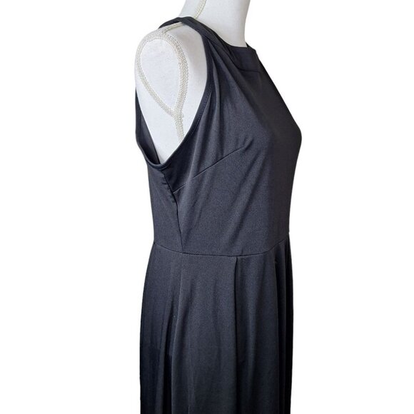 Long Black Dress Women XL Halter Sleeveless Top with Zipper Back Classic - Picture 4 of 13